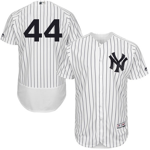 New York Yankees #44 Reggie Jackson White Strip Flexbase Authentic Collection Stitched Jersey Men's