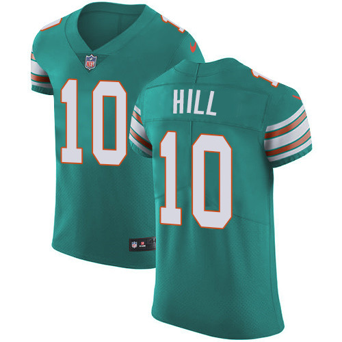 Dolphins #10 Tyreek Hill Aqua Green Alternate Men's Stitched New Elite Jersey