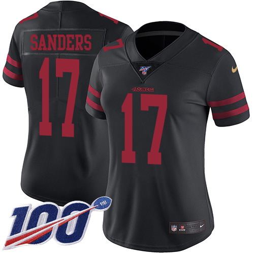 San Francisco 49ers #17 Emmanuel Sanders Black Alternate Women's Stitched 100th Season Vapor Limited Jersey Womens