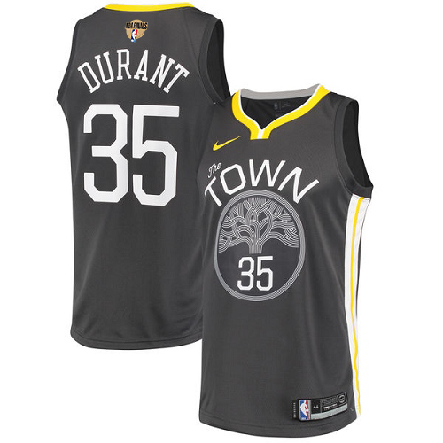 Golden State Warriors #35 Kevin Durant Black The Finals Patch Swingman Statement Edition Jersey Mens