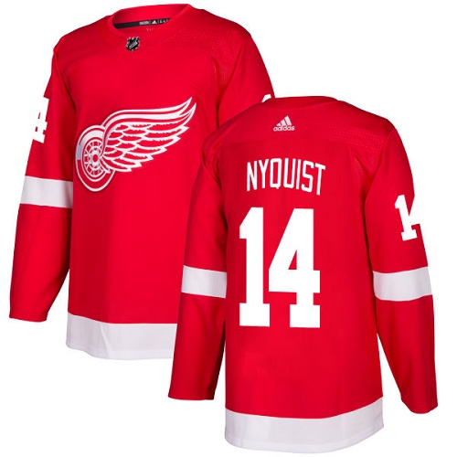 Adidas Detroit Red Wings #14 Gustav Nyquist Red Home Authentic Stitched Jersey Men's