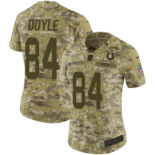 Indianapolis Colts #84 Jack Doyle Camo Women's Stitched Limited 2018 Salute to Service Jersey Womens