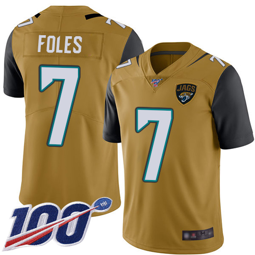 Jacksonville Jaguars #7 Nick Foles Gold Youth Stitched Limited Rush 100th Season Jersey Youth