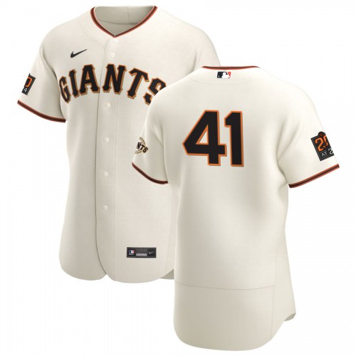 San Francisco San Francisco Giants #41 Wilmer Flores Men's Cream Home 2020 Authentic 20 at 24 Patch Player Jersey Men's