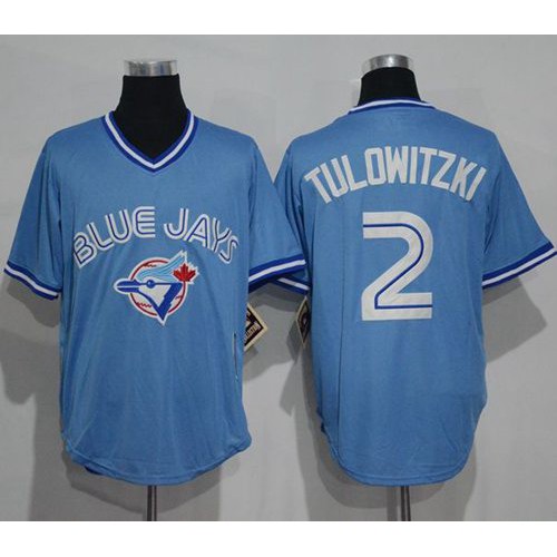 Toronto Blue Jays #2 Troy Tulowitzki Light Blue Cooperstown Throwback Stitched Jersey Men's