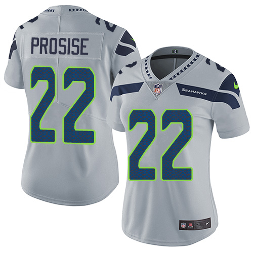 Seattle Seahawks #22 C. J. Prosise Grey Alternate Women's Stitched Vapor Untouchable Limited Jersey Womens
