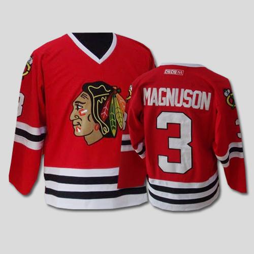 Chicago Blackhawks #3 Keith Magnuson CCM Throwback Stitched Red Jersey Men's