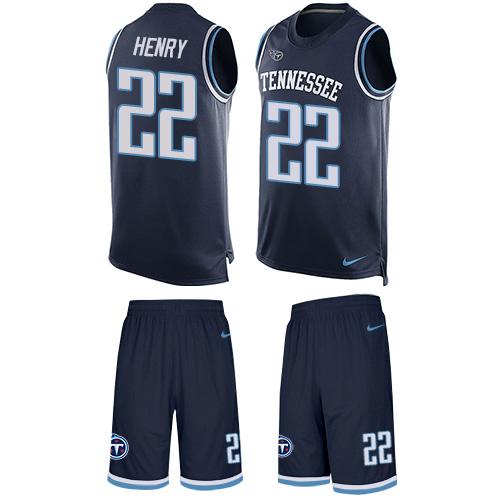 Titans #22 Derrick Henry Navy Blue Team Color Men's Stitched Limited Tank Top Suit Jersey