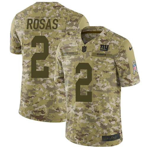 New York Giants #2 Aldrick Rosas Camo Men's Stitched Limited 2018 Salute To Service Jersey Men's