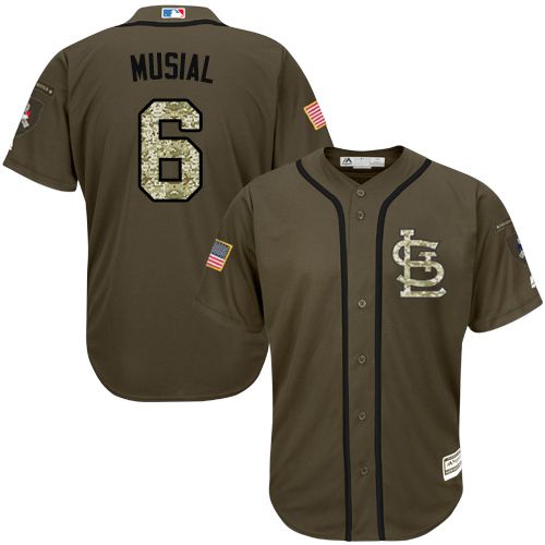 St.Louis Cardinals #6 Stan Musial Green Salute to Service Stitched Jersey Men's