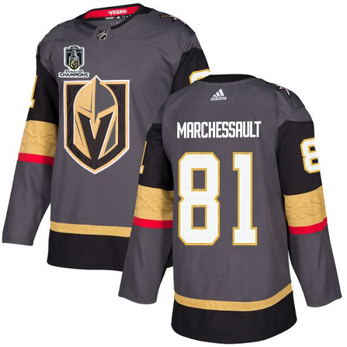 Adidas Golden Knights #81 Jonathan Marchessault Grey 2023 Stanley Cup Champions Home Authentic Stitched Jersey