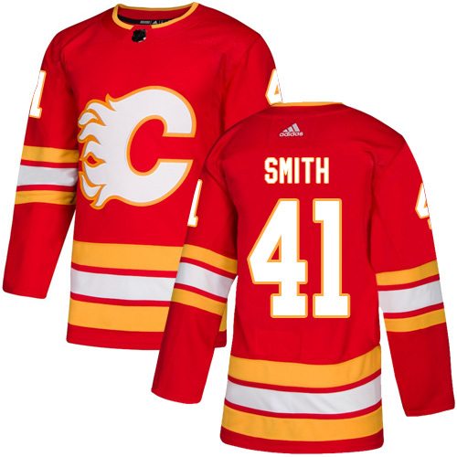 Adidas Calgary Flames #41 Mike Smith Red Alternate Authentic Stitched Jersey Men's