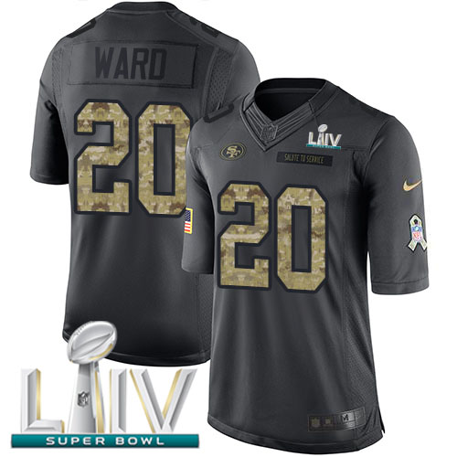 San Francisco 49ers #20 Jimmie Ward Black Super Bowl LIV 2020 Youth Stitched Limited 2016 Salute to Service Jersey Youth