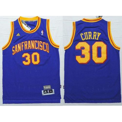 Golden State Warriors #30 Stephen Curry Blue Throwback San Francisco Stitched Jersey Mens
