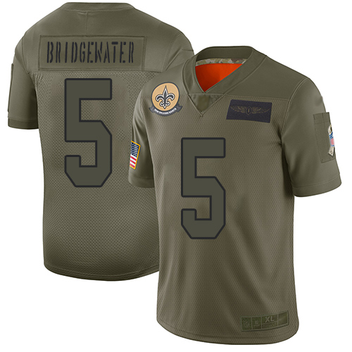 New Orleans Saints #5 Teddy Bridgewater Camo Youth Stitched Limited 2019 Salute to Service Jersey Youth