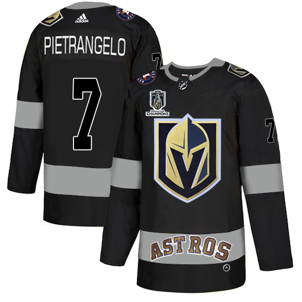 Adidas Golden Knights X Astros #7 Alex Pietrangelo Black 2023 Stanley Cup Champions Authentic City Joint Name Stitched Jersey