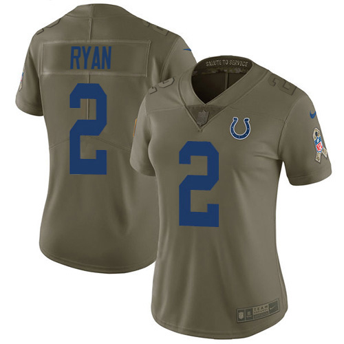Colts #2 Matt Ryan Olive Women's Stitched Limited 2017 Salute To Service Jersey