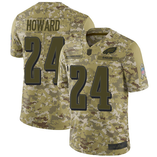 Philadelphia Eagles #24 Jordan Howard Camo Men's Stitched Limited 2018 Salute To Service Jersey Men's