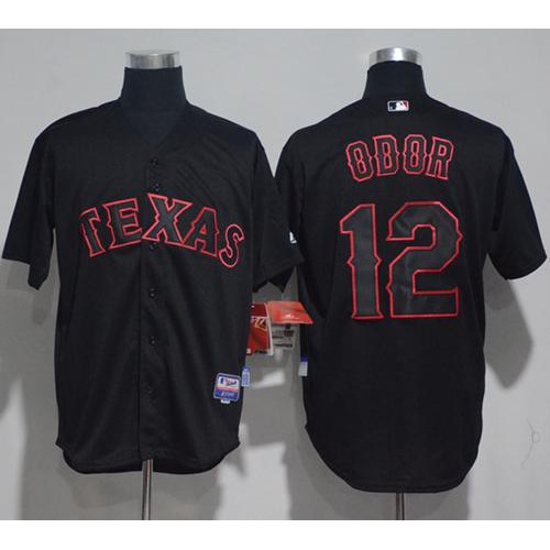Texas Rangers #12 Rougned Odor Black Strip Stitched Jersey Men's