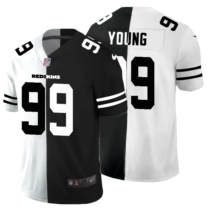 Washington Redskins #99 Chase Young Men's Black V White Peace Split Vapor Untouchable Limited Jersey