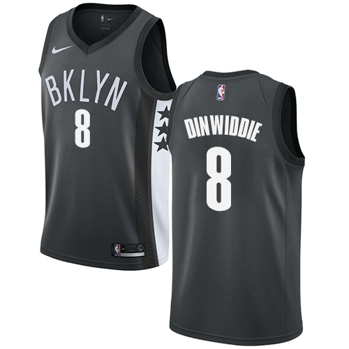 Brooklyn Nets #8 Spencer Dinwiddie Gray Swingman Statement Edition Jersey Mens