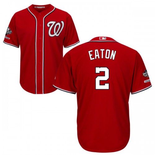 Washington Nationals #2 Adam Eaton Red Cool Base 2019 World Series Champions Stitched Youth Jersey Youth