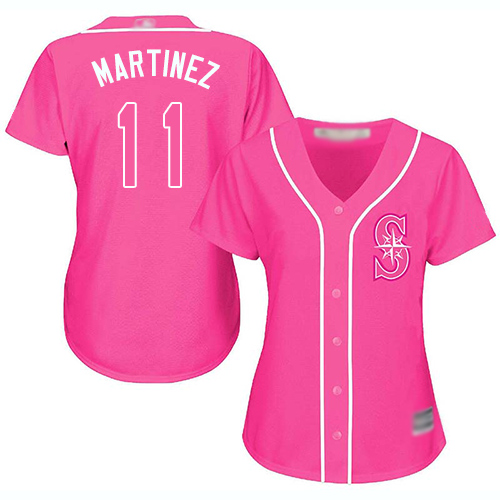Seattle Mariners #11 Edgar Martinez Pink Fashion Women's Stitched Jersey Womens
