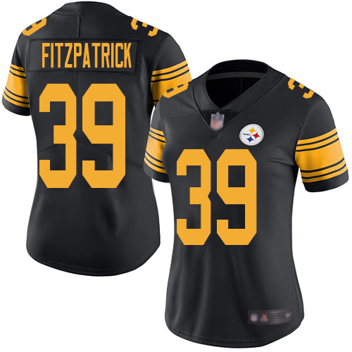 Steelers #39 Minkah Fitzpatrick Black Women's Stitched Limited Rush Jersey