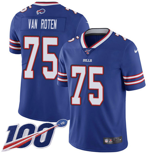 Bills #75 Greg Van Roten Royal Blue Team Color Men's Stitched 100th Season Vapor Limited Jersey