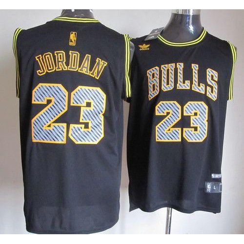 Chicago Bulls #23 Michael Jordan Black Electricity Fashion Stitched Jersey Mens