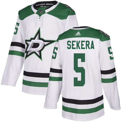 Adidas Dallas Stars #5 Andrej Sekera White Road Authentic Youth Stitched Jersey Youth