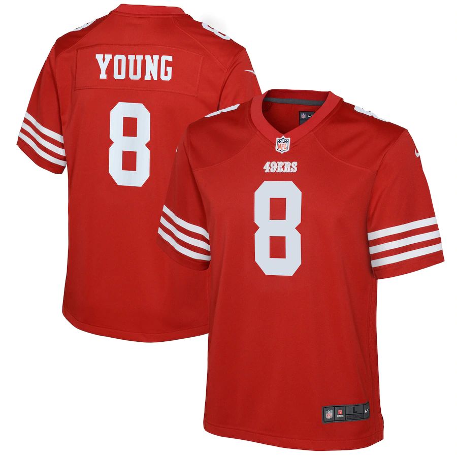 San Francisco 49ers #8 Steve Young Scarlet Youth 2022-23 Game Jersey