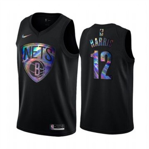 Brooklyn Nets #12 Joe Harris Mens Iridescent Holographic Collection Jersey - Black Mens