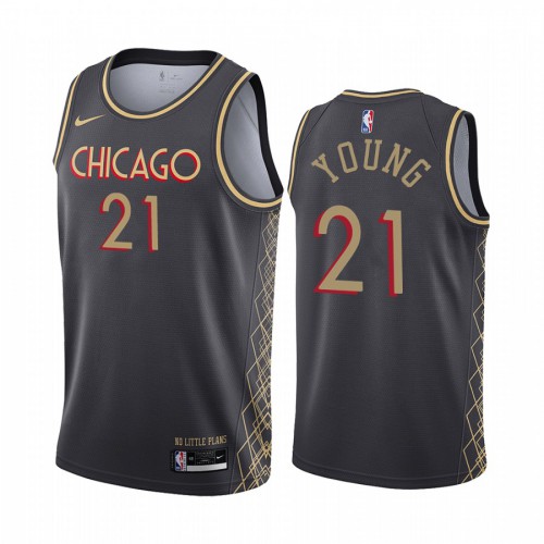 Chicago Bulls #21 Thaddeus Young Black Womens Swingman 2020-21 City Edition Jersey Womens