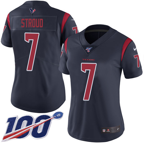 Texans #7 C.J. Stroud Navy Blue Women's Stitched Limited Rush 100th Season Jersey
