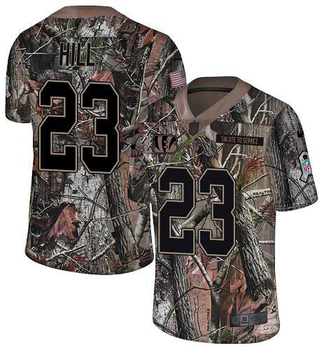 Bengals #23 Daxton Hill Camo Men's Stitched Limited Rush Realtree Jersey