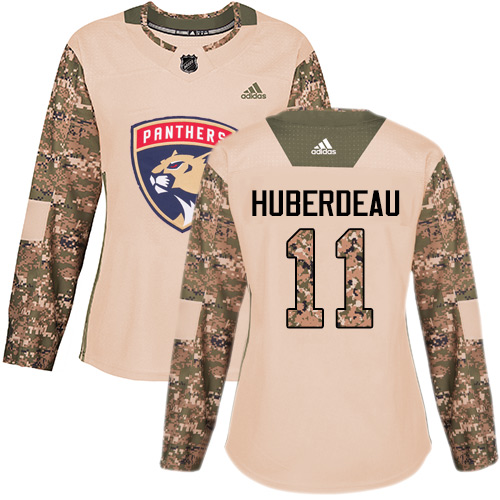 Adidas Florida Panthers #11 Jonathan Huberdeau Camo Authentic 2017 Veterans Day Women's Stitched Jersey Womens