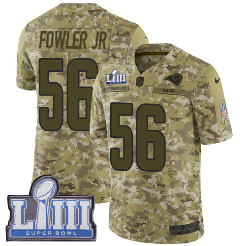 Los Angeles Rams #56 Dante Fowler Jr Camo Super Bowl LIII Bound Men's Stitched Limited 2018 Salute To Service Jersey Men's