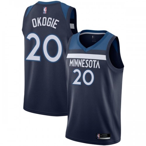 Minnesota Timberwolves #20 Josh Okogie Navy Blue Authentic Icon Edition Jersey Mens