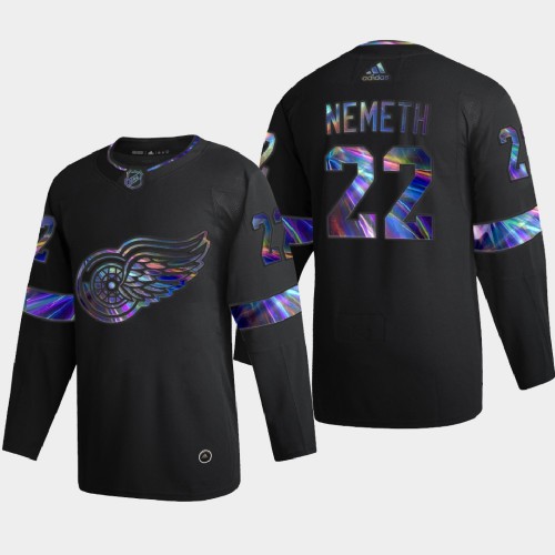 Detroit Detroit Red Wings #22 Patrik Nemeth Men's Iridescent Holographic Collection Jersey - Black Men's