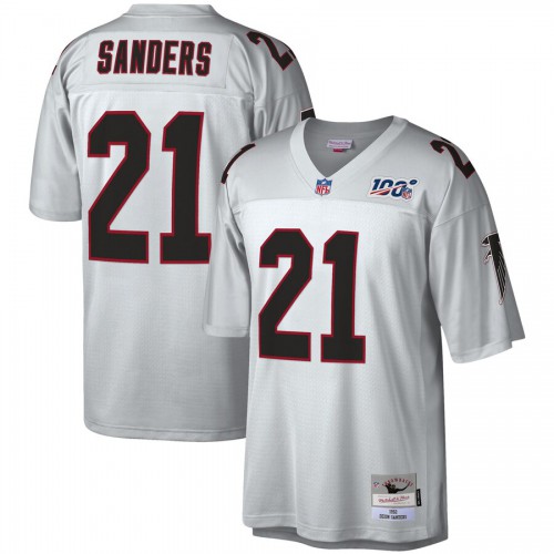 Atlanta Atlanta Falcons #21 Deion Sanders Mitchell & Ness 100 Retired Player Platinum Jersey Men's