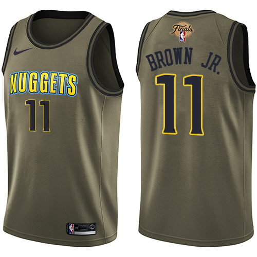 Nuggets #11 Bruce Brown Jr. Green Women's 2023 Finals Patch Salute To Service Swingman Jersey