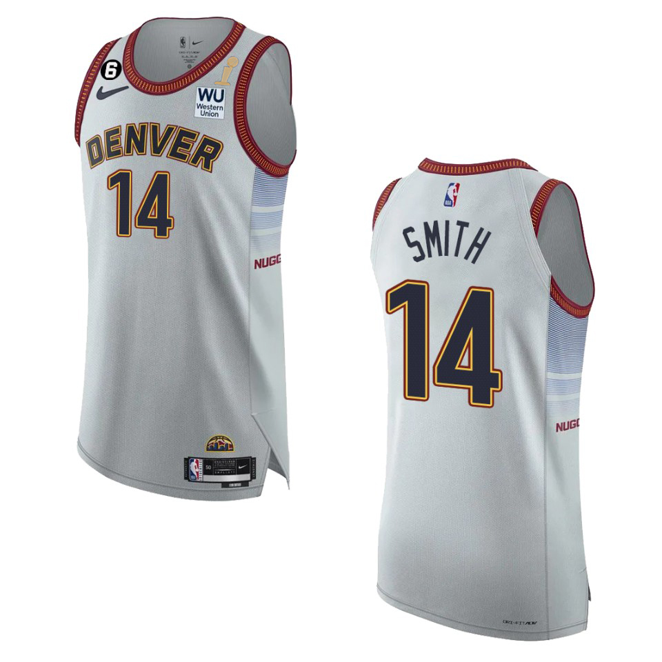 Denver Nuggets #14 Ish Smith Silver 2023 Finals Champions Authentic Jersey - City Edition