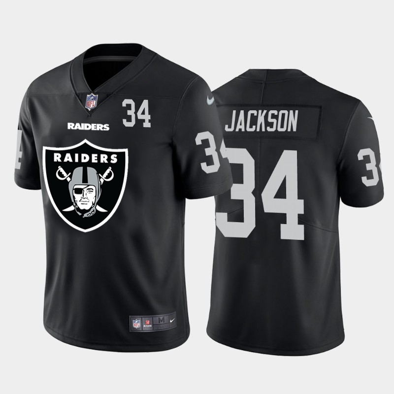 Las Vegas Raiders #34 Bo Jackson Black Men's Big Team Logo Player Vapor Limited Jersey