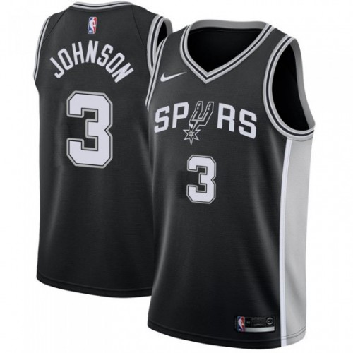 San Antonio Spurs #3 Keldon Johnson Black Swingman Icon Edition Jersey Mens