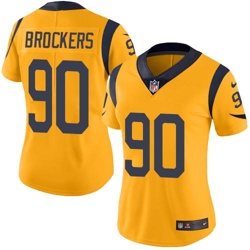 Los Angeles Rams #90 Michael Brockers Gold Women's Stitched Limited Rush Jersey Womens