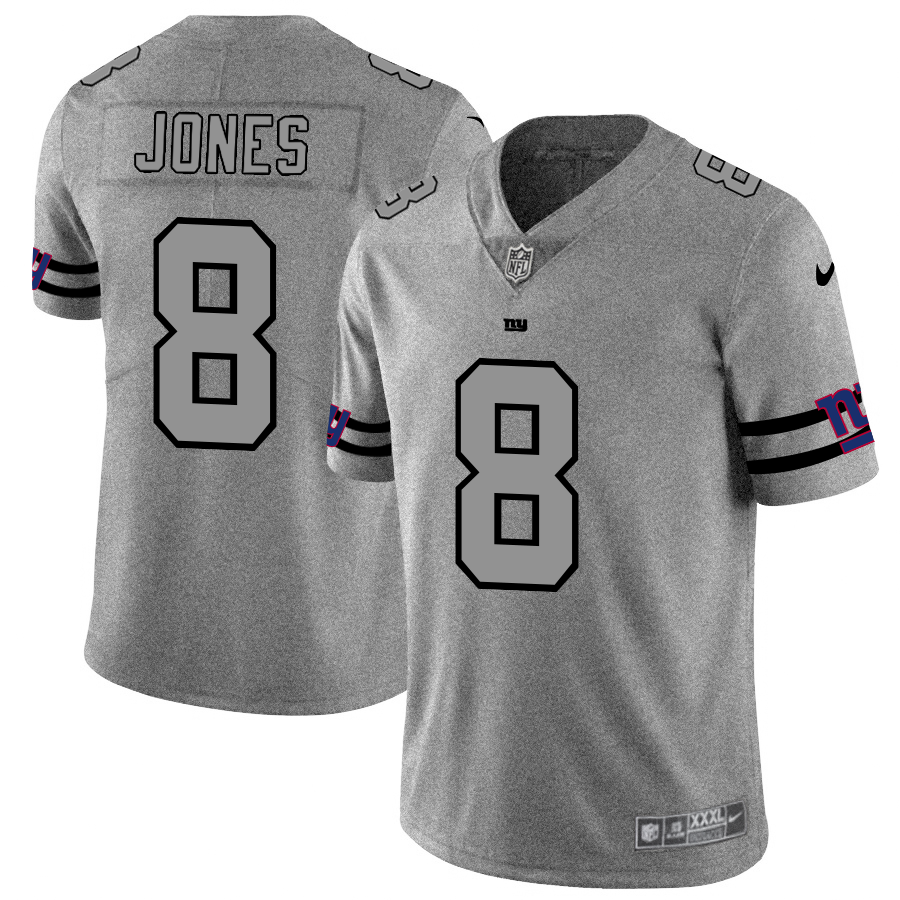 New York Giants #8 Daniel Jones Men's Gray Gridiron II Vapor Untouchable Limited Jersey