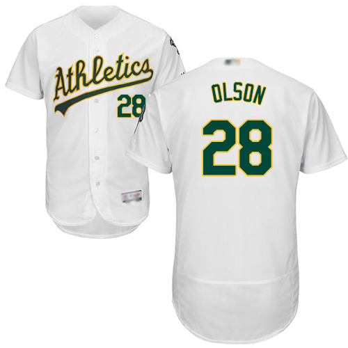 Oakland Athletics #28 Matt Olson White Flexbase Authentic Collection Stitched Jersey Men's