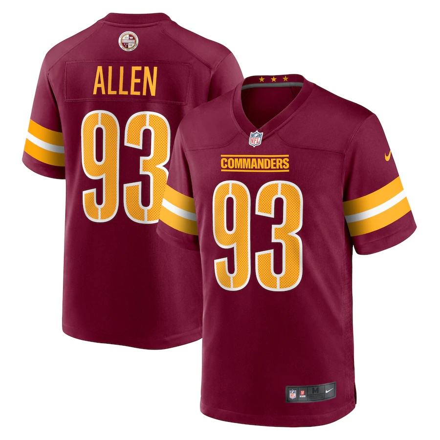 Washington Commanders #93 Jonathan Allen Burgundy Youth Game Jersey