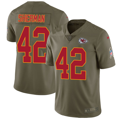 Kansas City Chiefs #42 Anthony Sherman Olive Men's Stitched Limited 2017 Salute To Service Jersey Men's